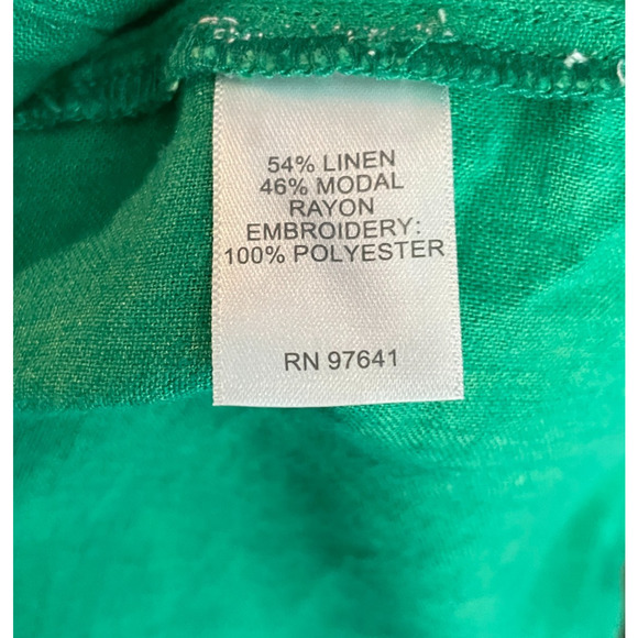 Women's PXS J.Jill Green Linen Blend Floral Embroidered Button Front Blouse NEW - Picture 5 of 5